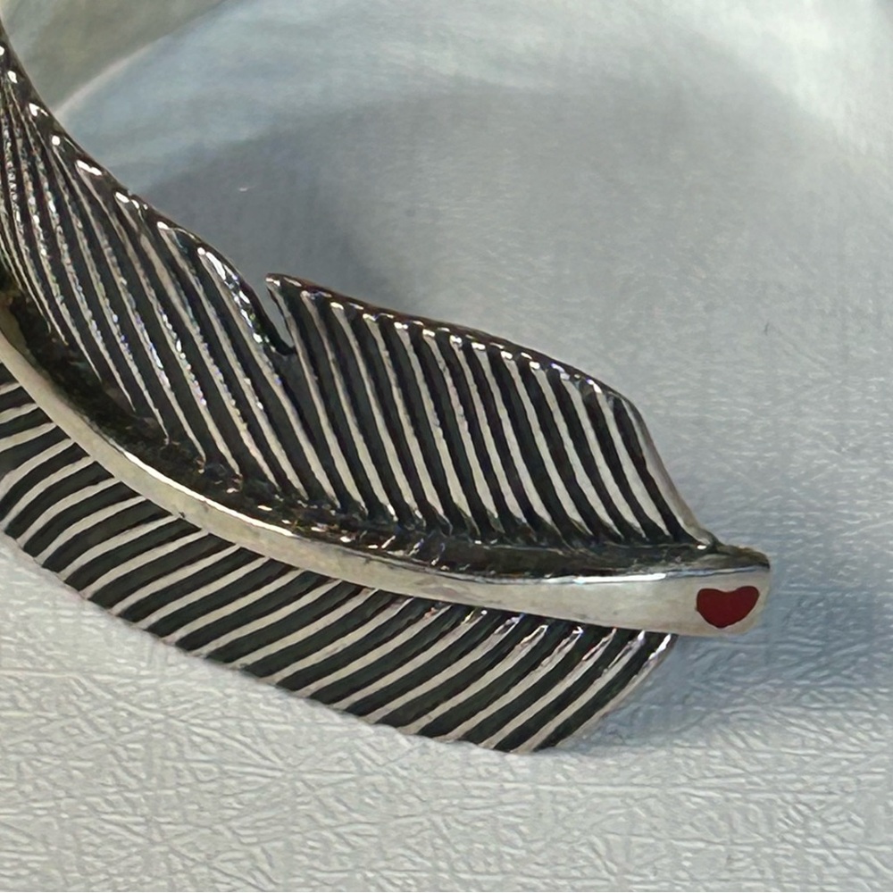 Solid Sterling Silver 925 Feather Cuff Bracelet S… - image 7